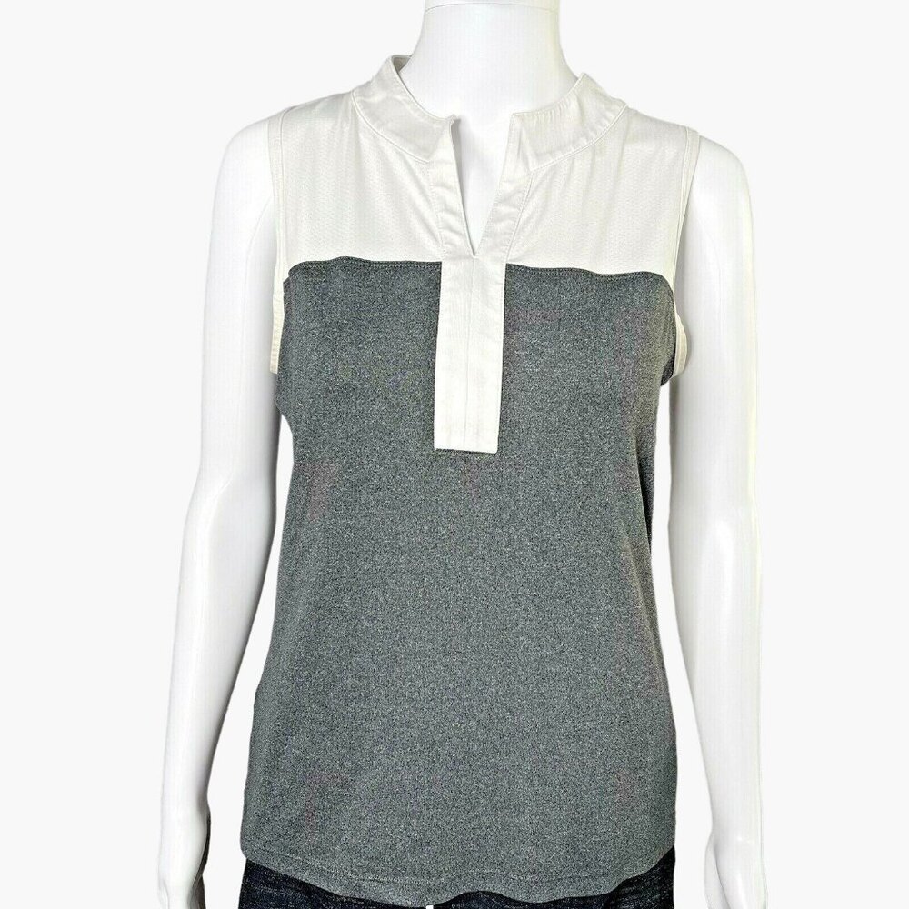 Tail Activewear Womens M Sleeveless Athletic Tank Golf Shirt Gray White